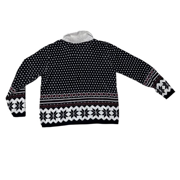 Vintage 1980s Black White Snowflake Knit Sweater Large Bedford Fair USA Acrylic - Picture 3 of 6